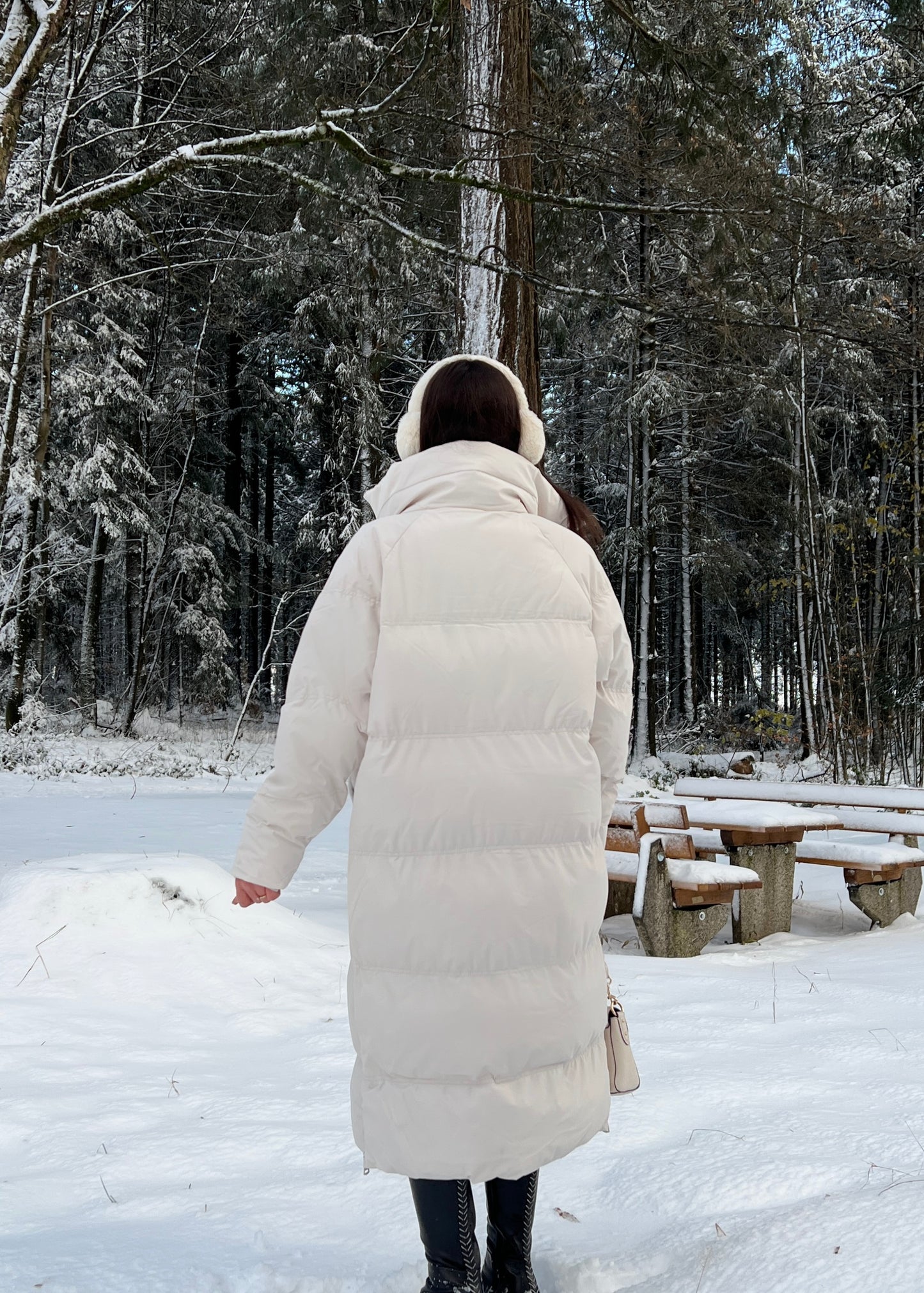 Lange Winterjacke „Mia“ in Creme